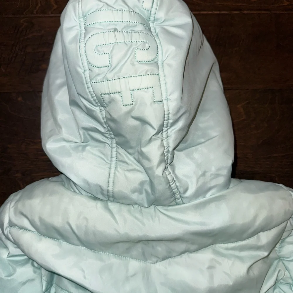 Justice Aqua Mist Gradient Ombré Blue Puffer Jacket Coat Girls Size 6/7